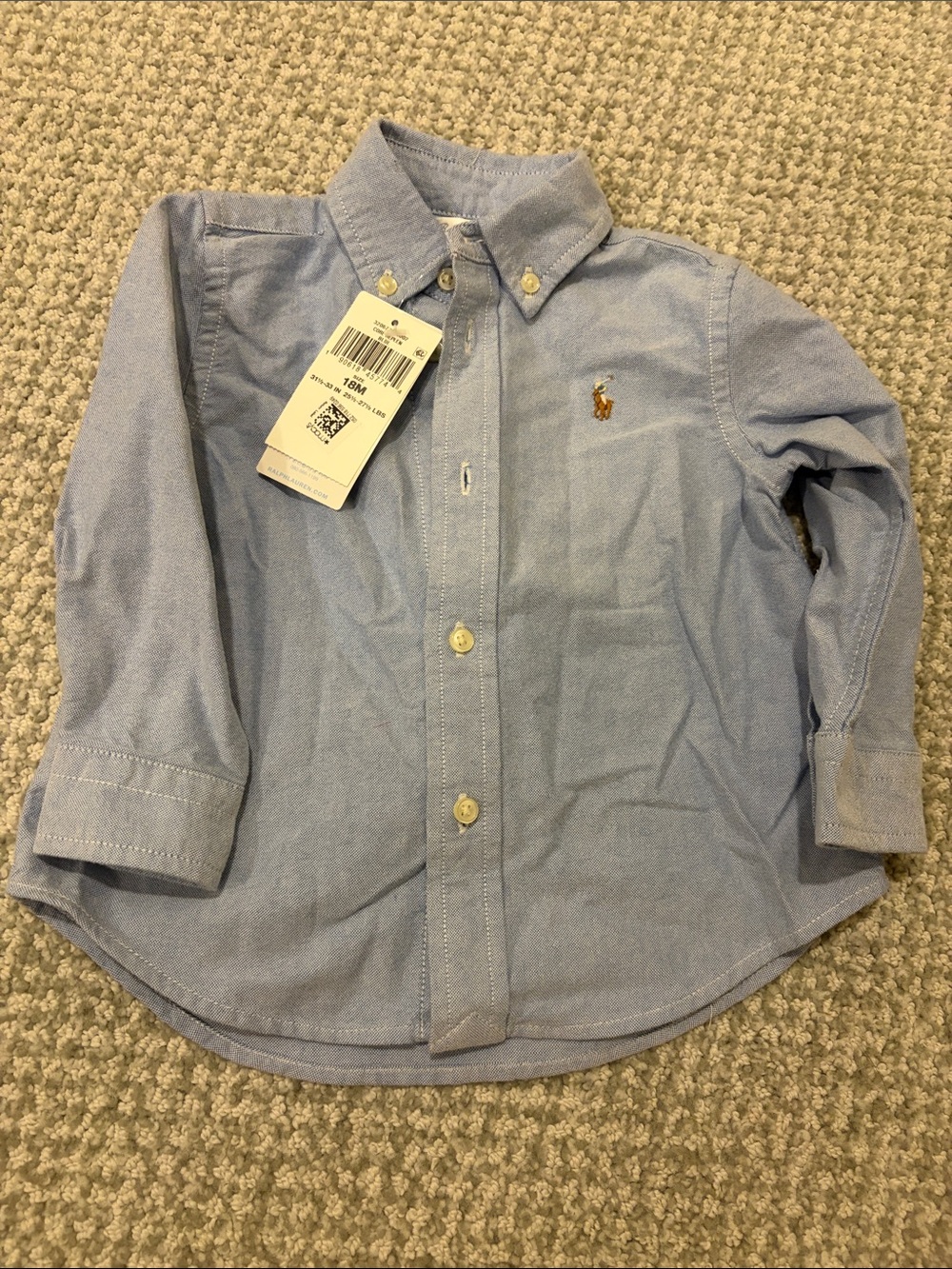 18 mos NWT Ralph Lauren Light Blue Button-Down Oxford Shirt